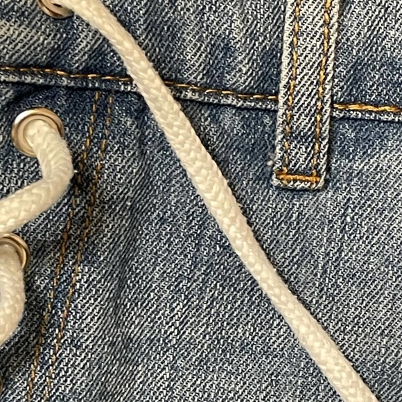 Forever 21 Denim Jean Skirt Size Small Light Blue Lace Up Tie Womens 26X12.5 - Picture 6 of 10